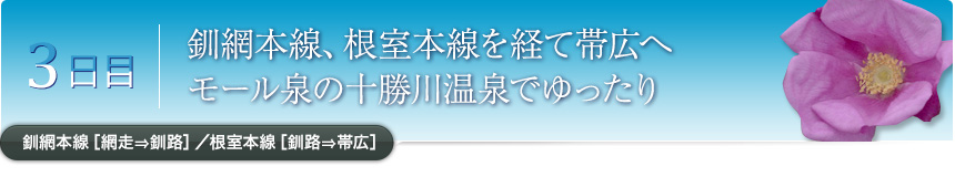 3日目｜釧網本線、根室本線を経て帯広へモール泉の十勝川温泉でゆったり｜釧網本線［網走⇒釧路］／根室本線［釧路⇒帯広］