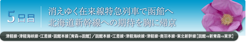 5日目｜消えゆく在来線特急列車で函館へ北海道新幹線への期待を胸に帰京｜津軽線・津軽海峡線・江差線・函館本線［青森⇒函館］／函館本線・江差線・津軽海峡線・津軽線・奥羽本線・東北新幹線［函館⇒新青森⇒東京］