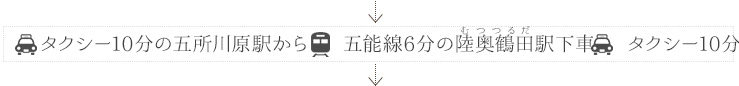 タクシー10分の五所川原駅から五能線6分の陸奥鶴田駅下車タクシー10分