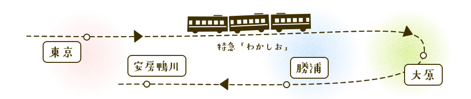 特急「わかしお」で東京→大原〜勝浦〜安房鴨川