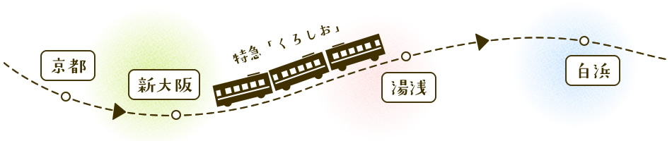 特急「くろしお」で京都駅・新大阪駅～紀伊田辺駅・白浜駅