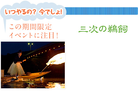 この期間限定イベントに注目！「いつやるの？　今でしょ！」三次の鵜飼