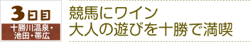 3日目｜十勝川温泉・池田・帯広｜競馬にワイン
大人の遊びを十勝で満喫