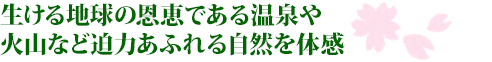 生ける地球の恩恵である温泉や火山など迫力あふれる自然を体感