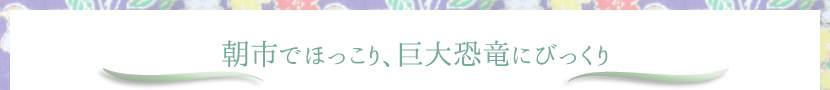 朝市でほっこり、巨大恐竜にびっくり