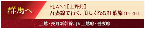 PLAN1［上野発］吾妻線で行く、美しくなる紅葉旅（1泊2日）｜上越・長野新幹線、JR上越線・吾妻線