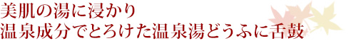 美肌の湯に浸かり温泉成分でとろけた温泉湯どうふに舌鼓