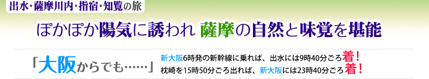 出水・薩摩川内・指宿・知覧の旅｜ぽかぽか陽気に誘われ　薩摩の自然と味覚を堪能