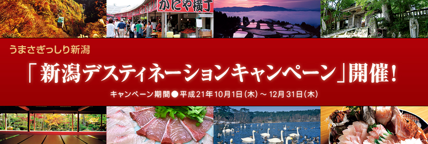 うまさぎっしり新潟「新潟デスティネーションキャンペーン」開催！キャンペーン期間 平成21年10月1日（木）～12月31日（木）