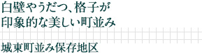 白壁やうだつ、格子が印象的な美しい町並み｜城東町並み保存地区