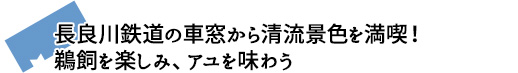 長良川鉄道の車窓から清流景色を満喫！鵜飼を楽しみ、アユを味わう