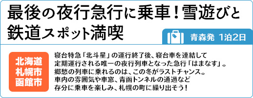 最後の夜行急行に乗車！雪遊びと鉄道スポット満喫｜青森発 1泊2日｜北海道 札幌市 函館市