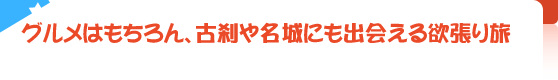 グルメはもちろん、古刹や名城にも出会える欲張り旅