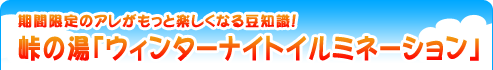 これにRide! これをEat!『期間限定のアレがもっと楽しくなる豆知識！峠の湯「ウィンターナイトイルミネーション」』