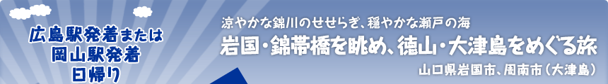 広島駅発着または岡山駅発着／日帰り 涼やかな錦川のせせらぎ、穏やかな瀬戸の海 岩国・錦帯橋を眺め、徳山・大津島をめぐる旅 山口県岩国市、周南市（大津島）