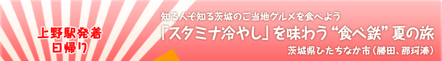 上野駅発着／日帰り｜知る人ぞ知る茨城のご当地グルメを食べよう｜「スタミナ冷やし」を味わう“食べ鉄”夏の旅｜茨城県ひたちなか市（勝田、那珂湊）