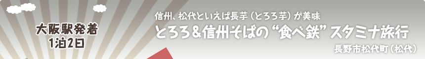 大阪駅発着／1泊2日｜信州、松代といえば長芋（とろろ芋）が美味｜とろろ＆信州そばの“食べ鉄”スタミナ旅行｜長野市松代町（松代）