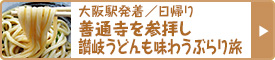 大阪駅発着／日帰り 善通寺を参拝し讃岐うどんも味わうぶらり旅