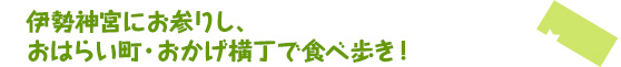 伊勢神宮にお参りし、おはらい町・おかげ横丁で食べ歩き！