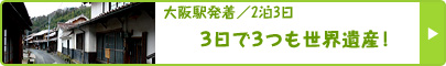 大阪駅発着／2泊3日 ３日で３つも世界遺産！